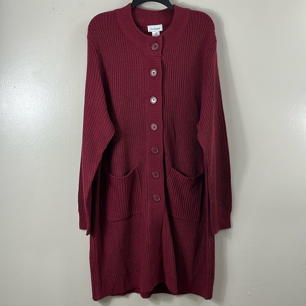 CW Classics red long sweater women’s size 1X